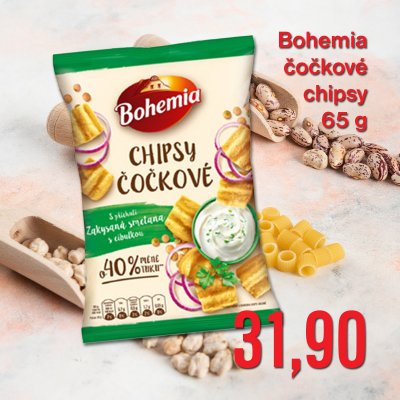 Bohemia čočkové chipsy zakysaná smetana s cibulkou 65 g