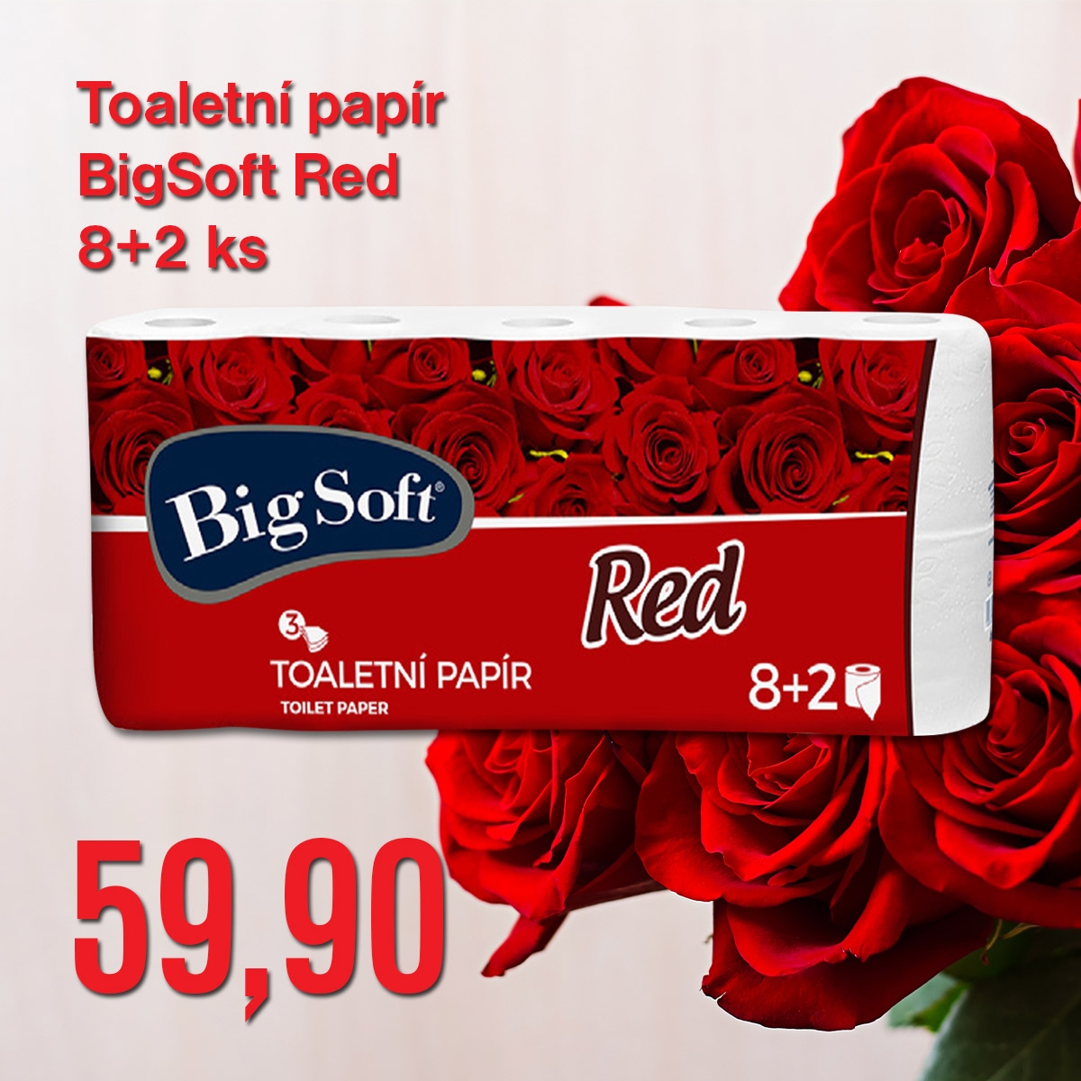 Toaletní papír BigSoft Red 8+2 ks