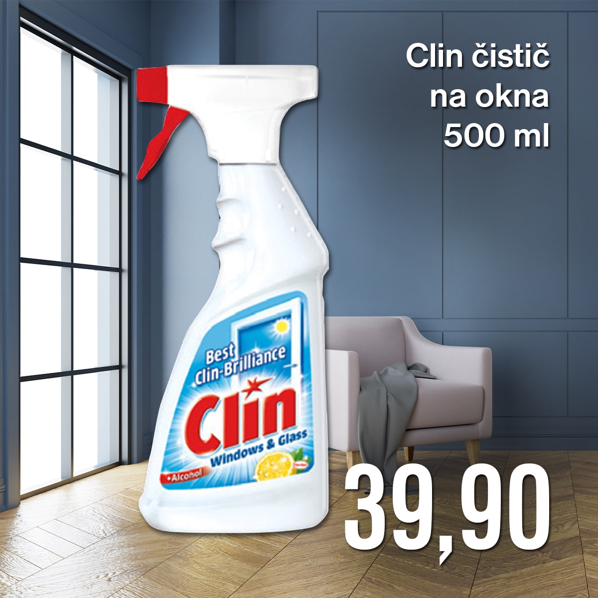 Clin čistič na okna citrus 500 ml