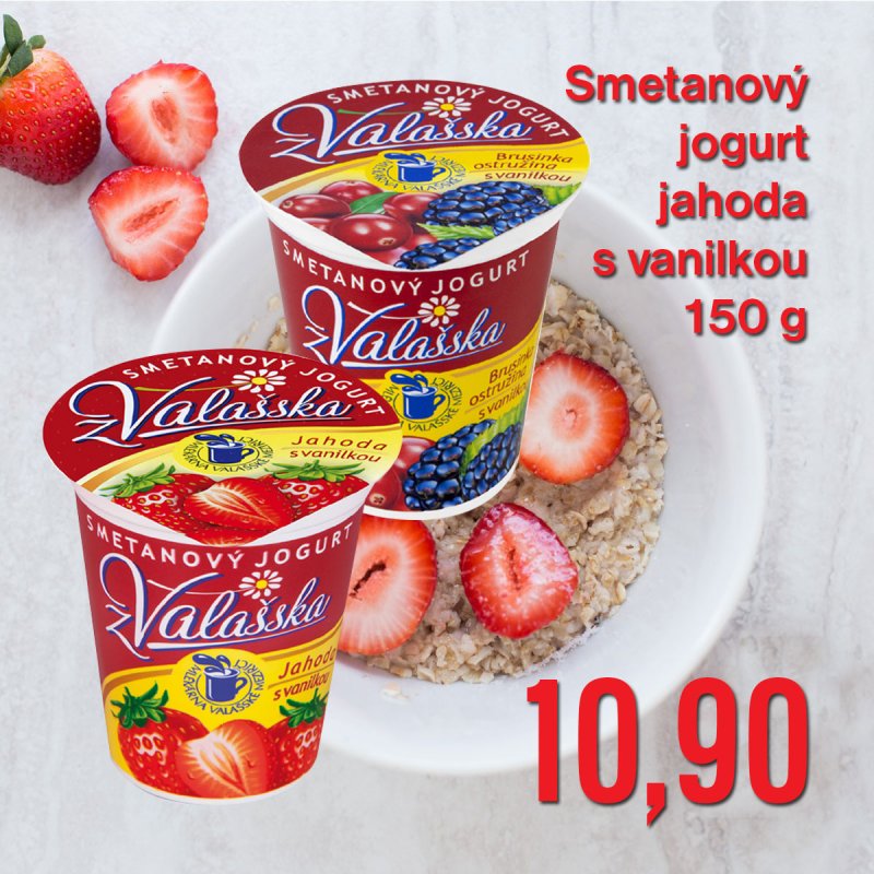 Smetanový jogurt jahoda s vanilkou 150 g